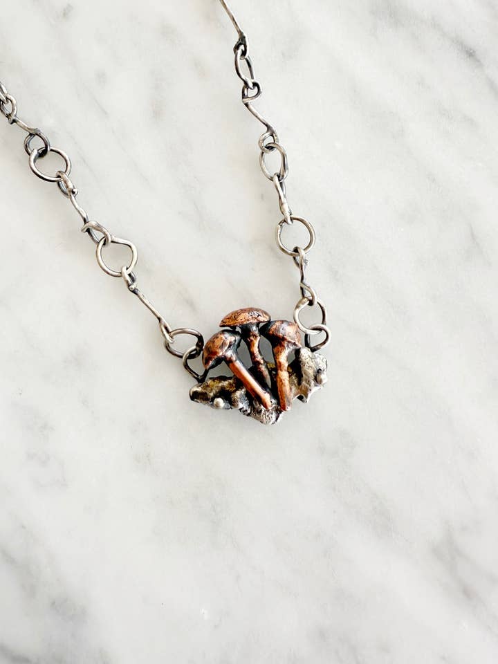 Copper Mushroom Necklace for wholesale by Silver Coast Designs