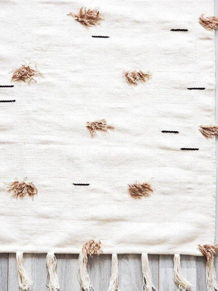 Soft Sand White Handwoven Cotton Rug for wholesale by Mumo Toronto Inc