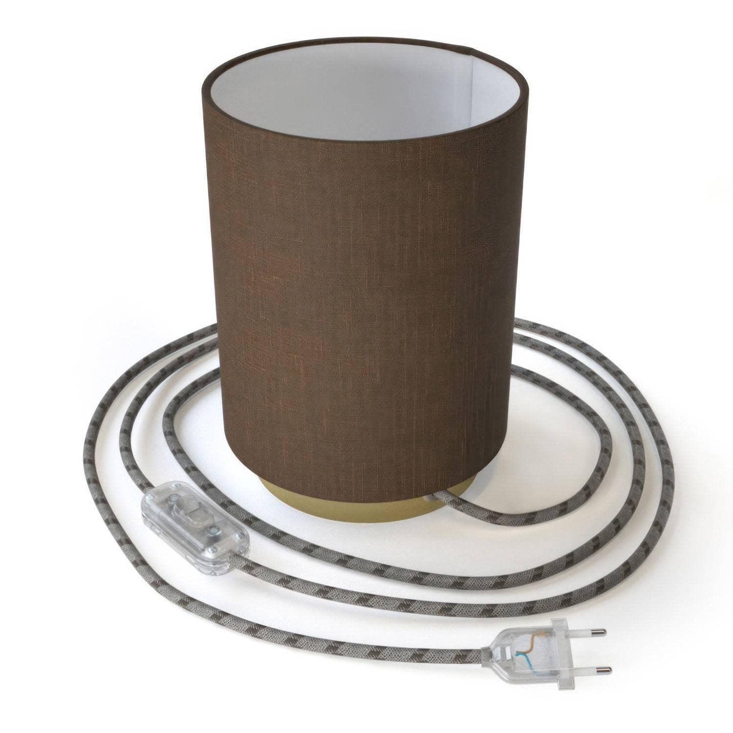 LIGHTINUP S.R.L. - Wholesale Accent/Desk Lamp - Metal table lamp with Camelot Brown Cylinder lampshade, complete0
