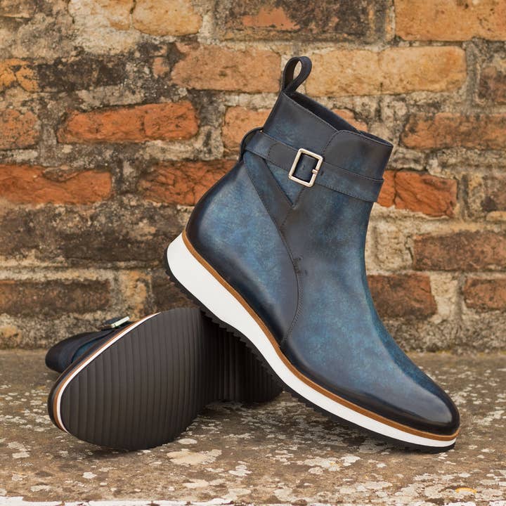 Rohan Jodhpur-Stiefel aus Denim, patiniert, für Herren, handbemalt für den Großhandel von DapperFam