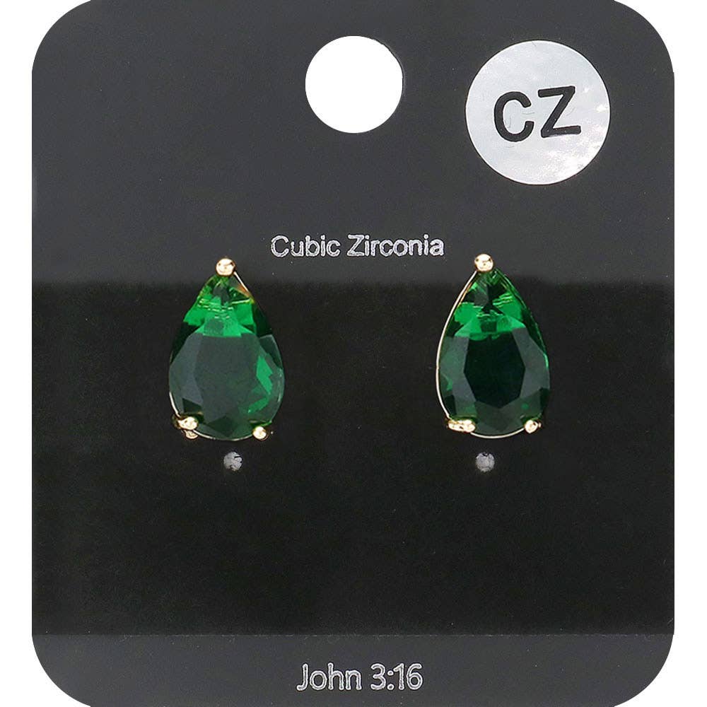 Sensibling Corp. - Wholesale Stud/Post Earrings - Teardrop CZ Stone Stud Earrings
1