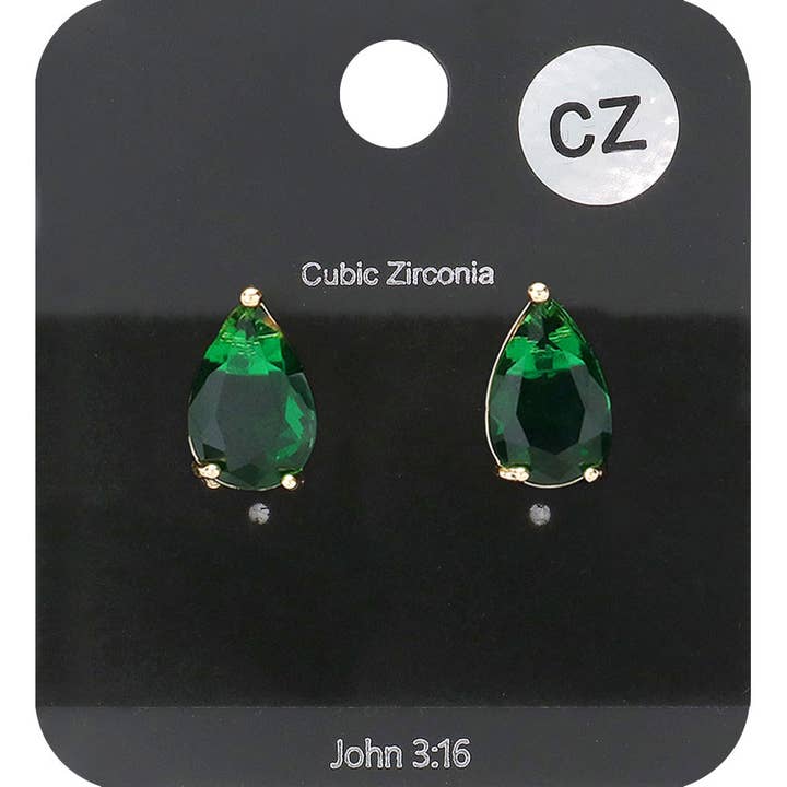 Sensibling Corp. - Wholesale Stud/Post Earrings - Teardrop CZ Stone Stud Earrings
1