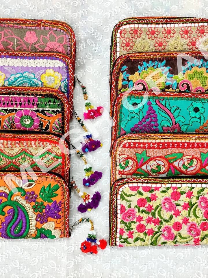 Malibu Fashion Bomullsbroderad plånbok-handgjord plånbok för wholesale av Meghcraft