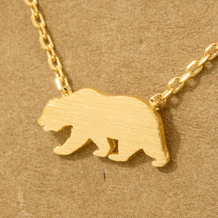 Fame Accessories - Wholesale Pendant/Charm Necklace - Gold Dipped California Bear Pendant Necklace2