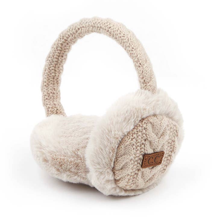 Fashion City - Wholesale Earwarmers/Ear Muffs - Women's - Cable Knitted Faux Fur Ear Muffs