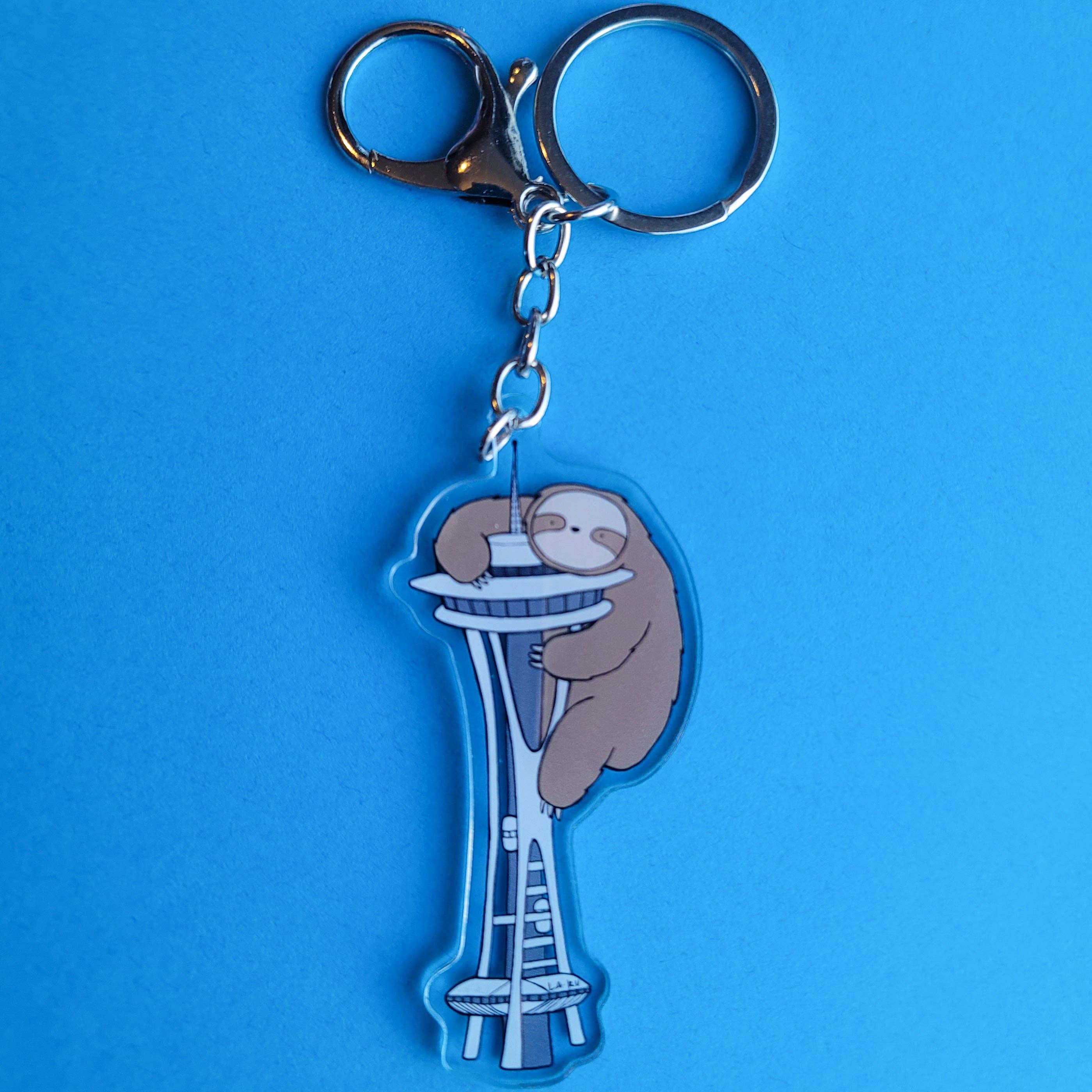La Ru - Wholesale Keychain - Unisex - Sloth in Seattle Acrylic Keychain1