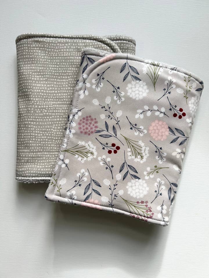 Wildflower on Grey Burp Cloth, set of 2 for wholesale by Port & Starbird