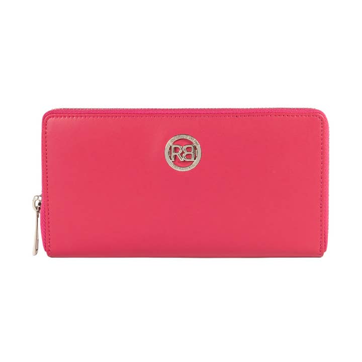 RB1084SBE | Portafogli Donna con chiusura lampo Made in Italy in Vera Pelle Liscia Opaca. Colore Fuxia. Dimensioni: cm 20 x 10 x 2,5 per la vendita all'ingrosso da parte di Kaili mood / RENATO BORZATTA - Italy since 1978 -