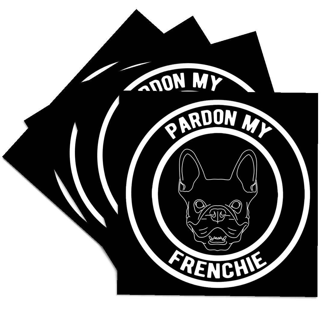 3dRose – Engroshandel Bordskånere – 3dRose, Undskyld min Frenchie i en cirkel med fransk bulldog på sort baggrund, Bordskåner0