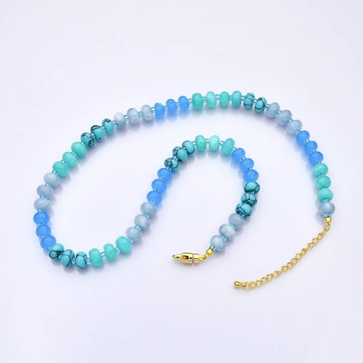 18K Gold Filled Blue Gradient Gemstone 18 Inch Necklace | WA-3307 for wholesale by Aim Eternal