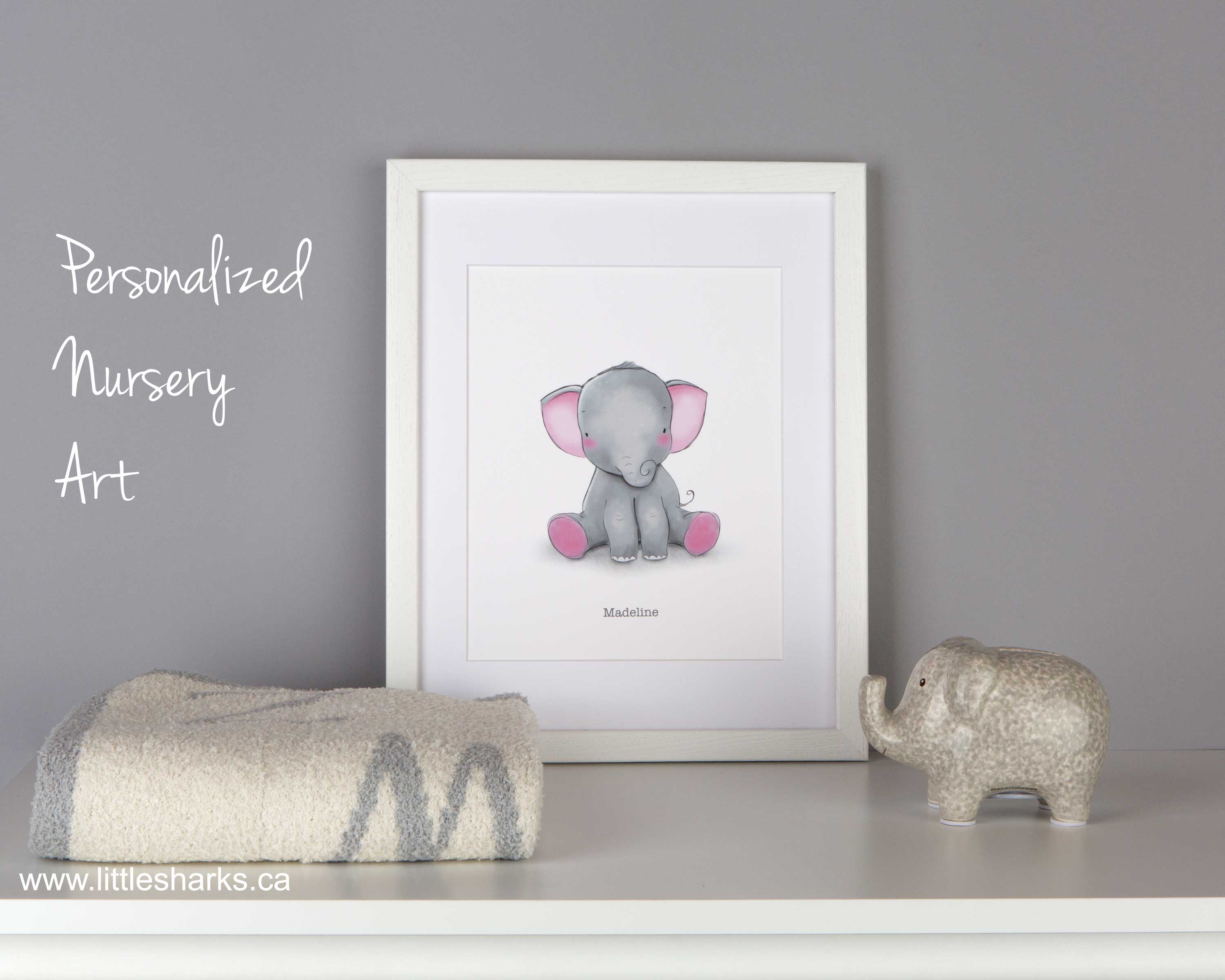 Little Sharks - Vente Affiche d'art – enfant et bébé - Lil Elephant Fille Imprimé0