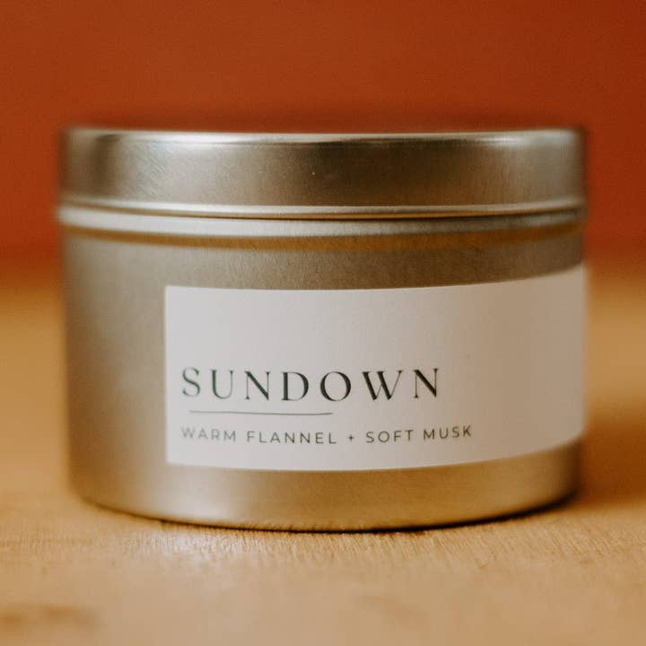 Sundown Candle (Gold Mini Tin) for wholesale by Solana