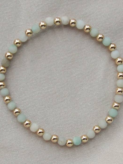 Amazonite / Gold-filled Beaded Bracelet: Boho Gemstone, Calm for wholesale by TrendingAbove Jewelry