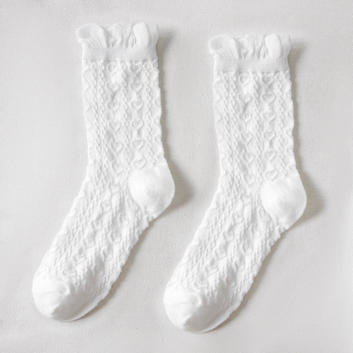 Funkyrel® Atzbranding Limited – Engroshandel Strømper - Dame – Rufia - hvide strømper med rullede kanter til kvinder3