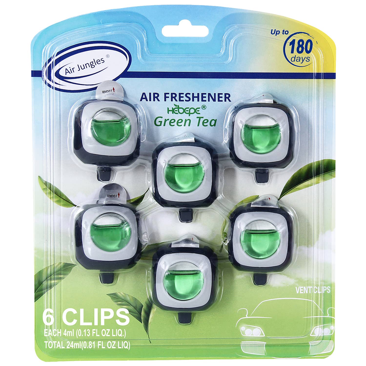 Air Jungles – wholesale Luftrenare för bil – Unisex – Air Jungles bilparfym med ventilklämmor, 6-pack12