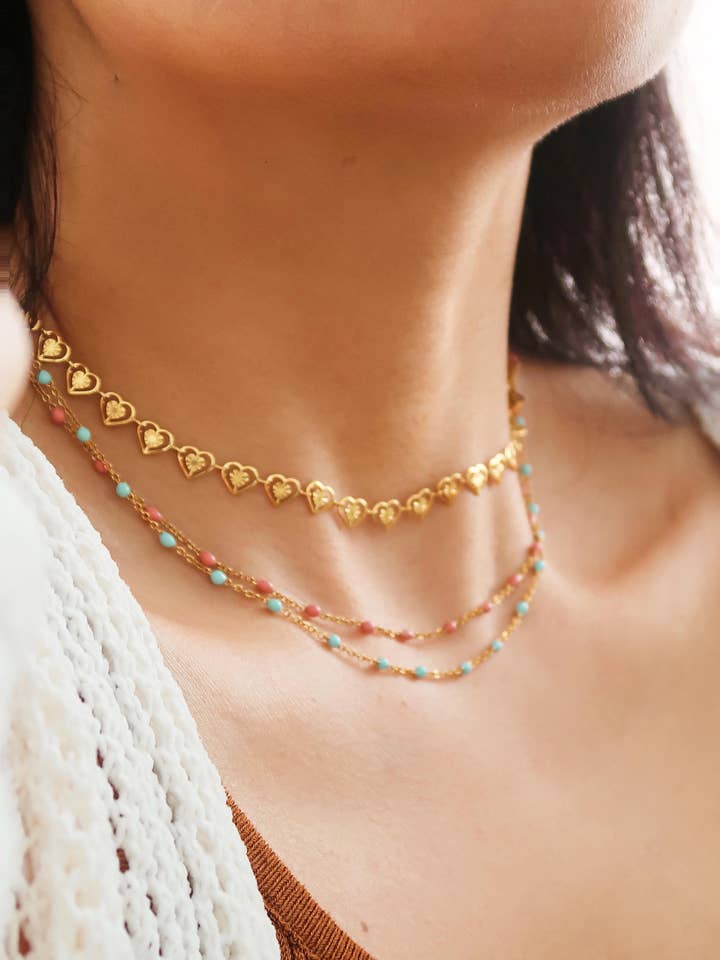 Soleil 18K Gold Non-Tarnish Beaded Petite Chain Necklace for wholesale by Flânerie by MAIQ