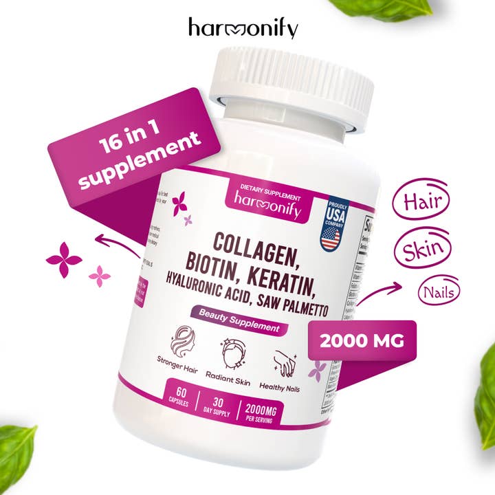 HARMONIFY - Wholesale Oral Supplement/Vitamin - HARMONIFY Collagen Biotin Keratin Saw Palmetto Hyaluronic Acid Complex Supplement4