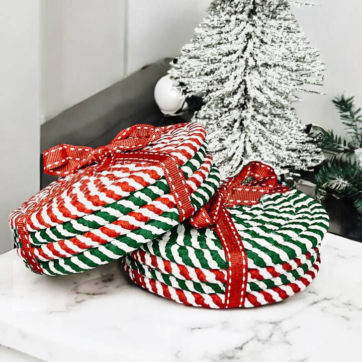 Gia Roma - Wholesale Coasters - Christmas Coaster Sets Handmade, Candy Cane Holiday Decor3