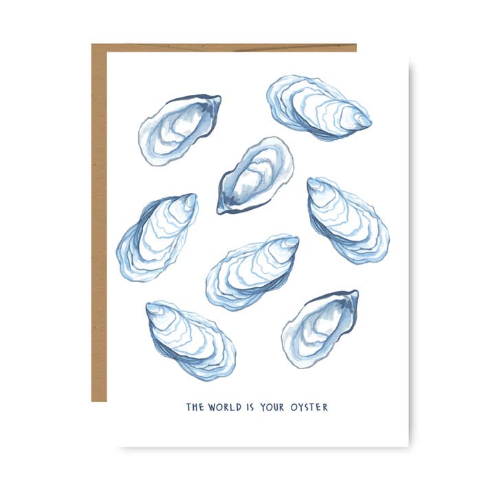 Oyster Coastal greeting card for wholesale by Jessica Frasz Studio
