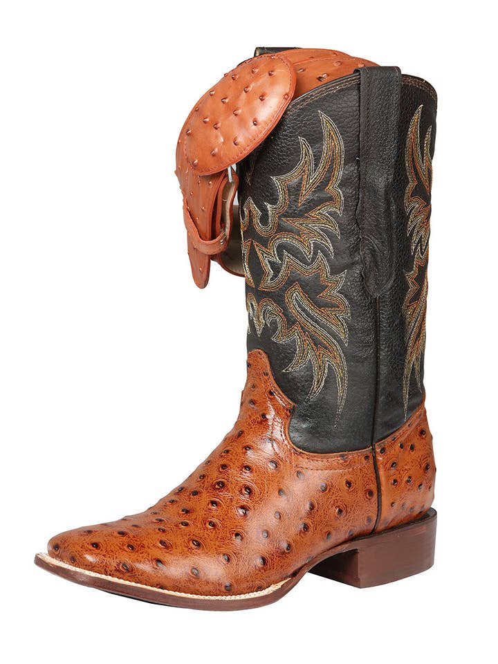 El General Rodeo - Bottes en cuir Ostric imprimées - Cogñac 44936 pour la vente par El General Western Wear