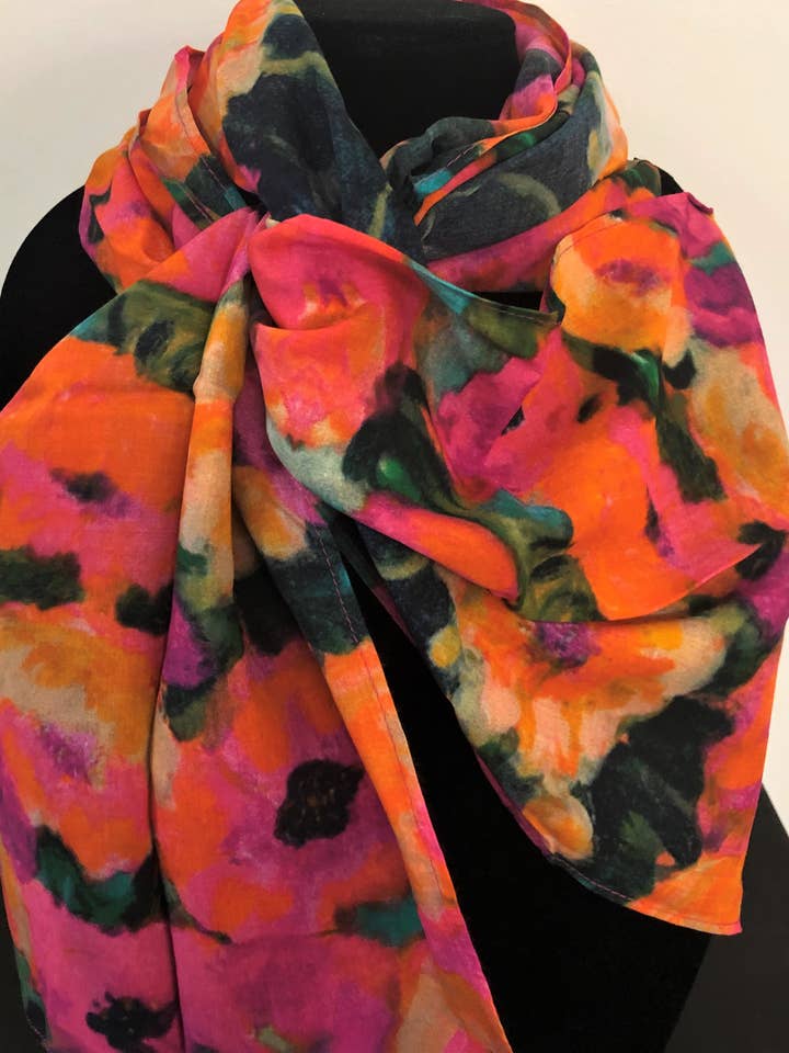Wild Poppies Cotton Scarf for wholesale by NINA J