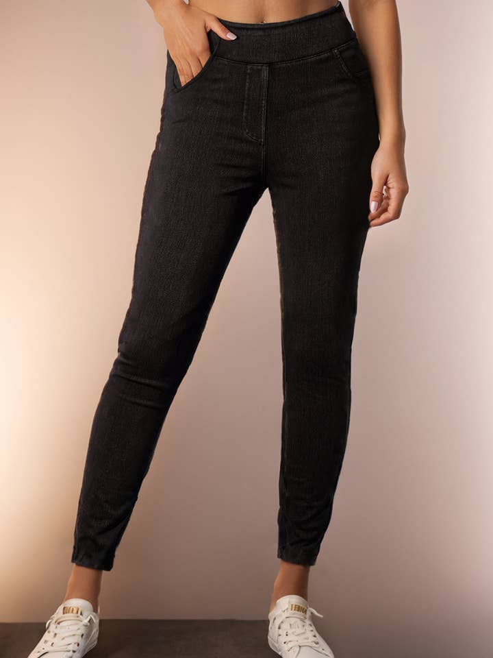 Solid Color High Waist Stretchy Slim Fit Jeggings for wholesale by LA Society