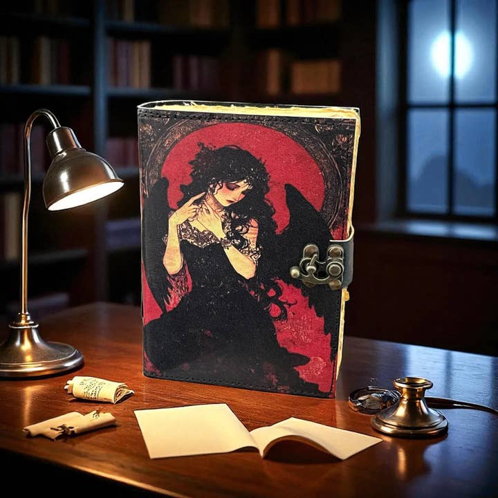 Diario in Pelle Gotica Fatta a Mano: Angelo Oscuro, Diario Vintage per la vendita all'ingrosso da parte di MNM HANDICRAFTS