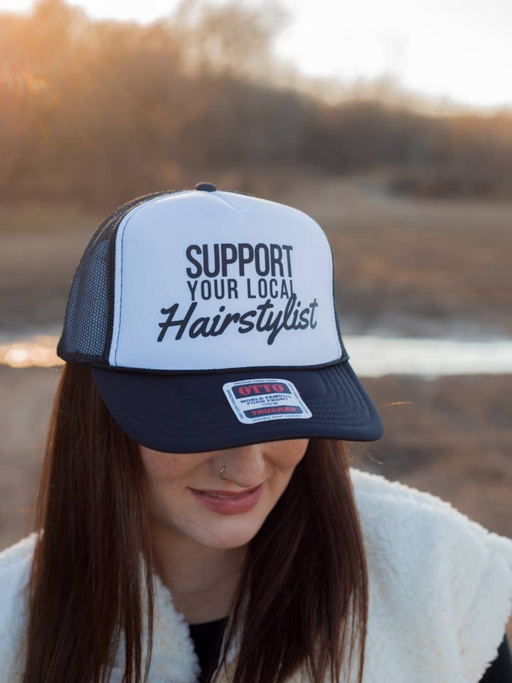 Support your local Hairstylist Trucker Hat for wholesale by Hartland Goods