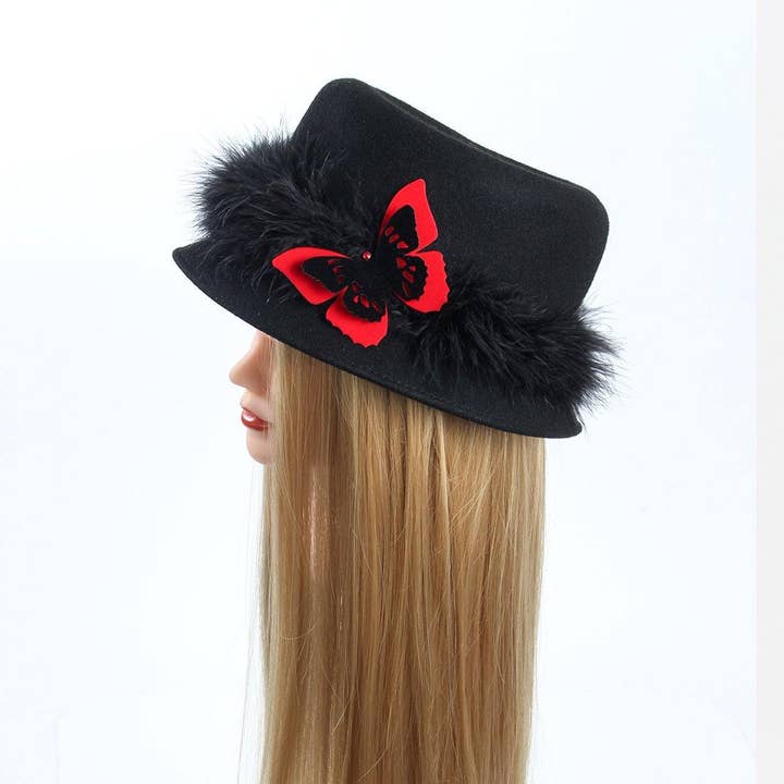Fashion Butterflies - Venta al por mayor Horquilla para el pelo - Mujer - Pinza de pelo de mariposa de terciopelo rojo y negro | Pin | Gargantilla | collar3