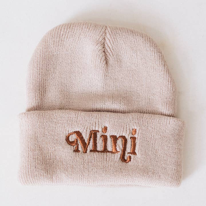 Matching Knit Hats- Mini- Beige for wholesale by HAHA MAMA Clothing