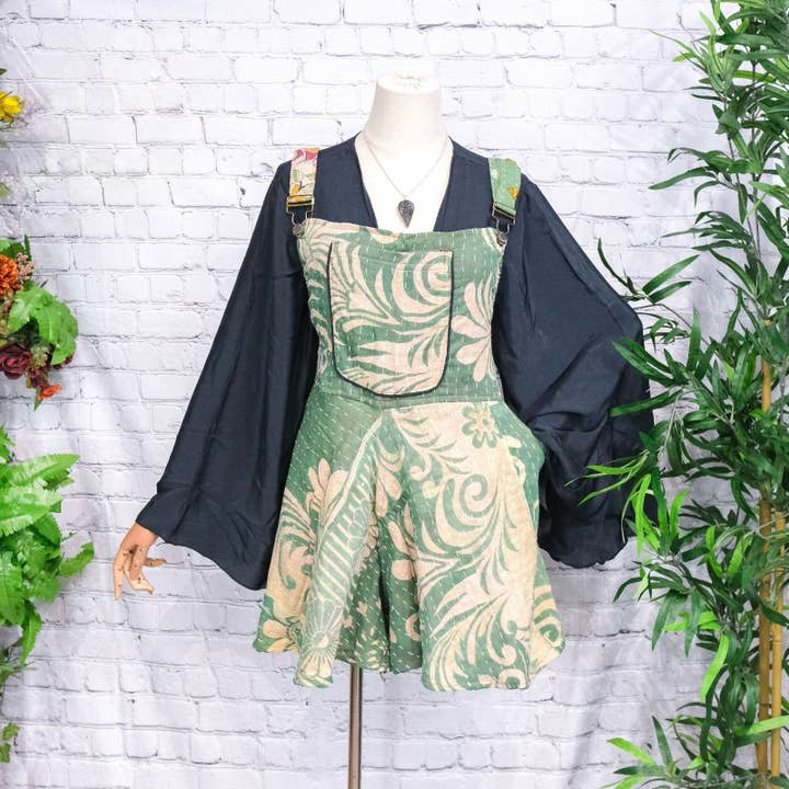 Karma Nepal Crafts - Wholesale Romper - Women's - Kantha Short Flowy Boho Romper