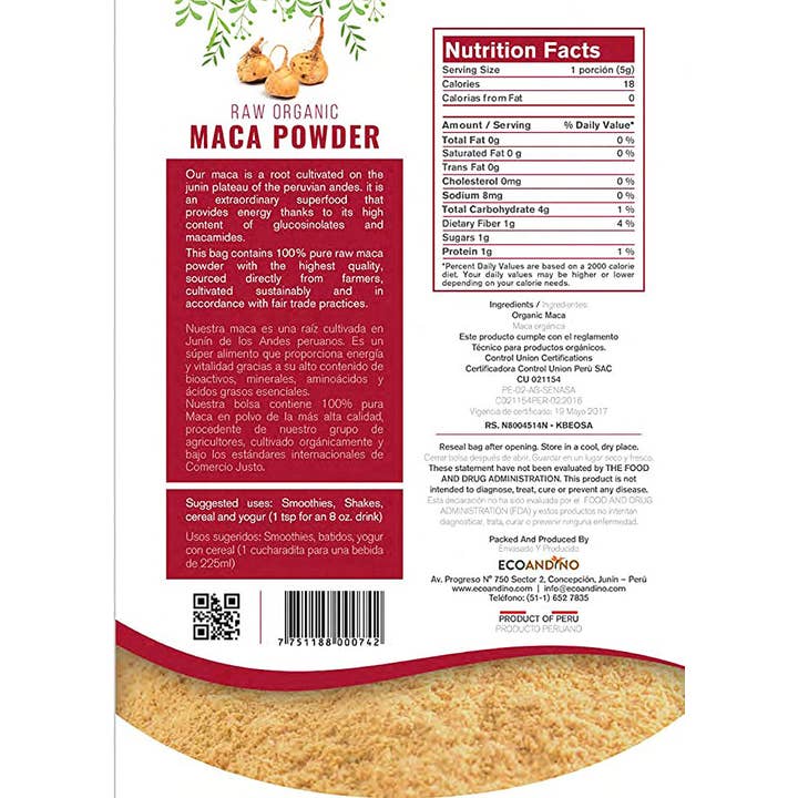 Ganesa Trading - Venta al por mayor Proteínas y superalimentos en polvo - Polvo de raíz de maca orgánico importado de Perú, USDA
