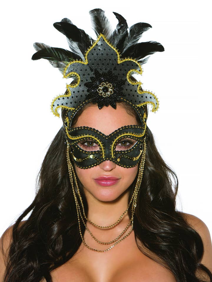 Black Mask With Crown Hanging Bead for wholesale on Faire
