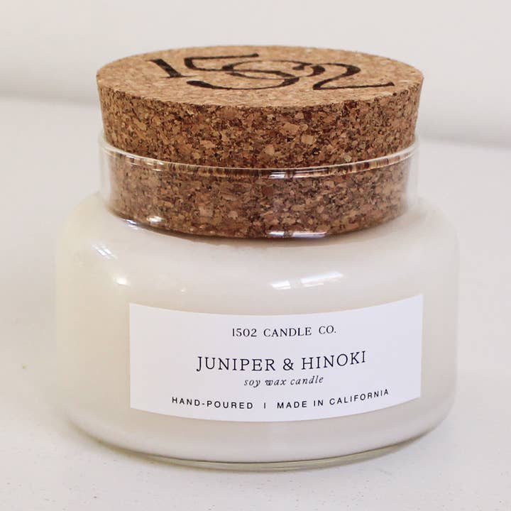 Juniper & Hinoki Apothecary Jar Candle for wholesale by 1502 Candle Co.