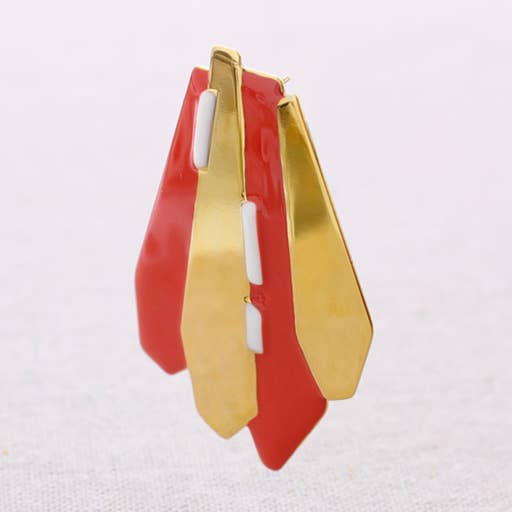Steel Geometric Shapes Enamel Earrings for wholesale by Sonata