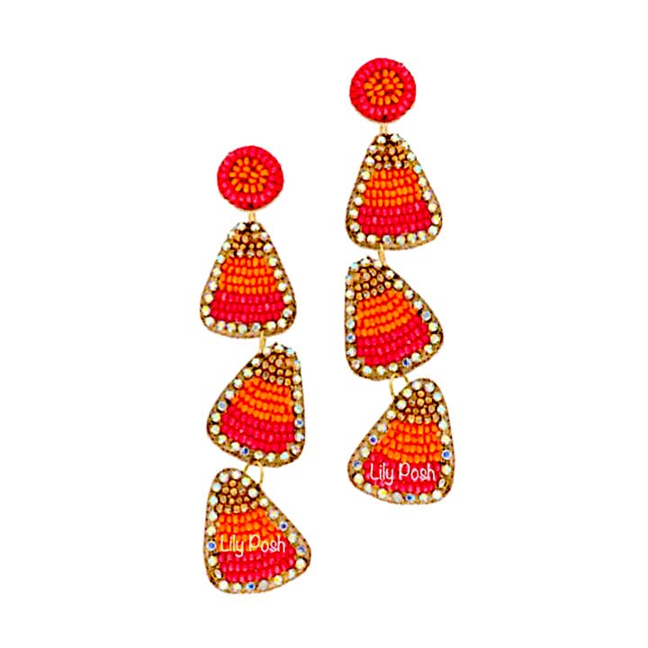 Lily Posh - Wholesale Dangle Earrings - Candy Corn Seed Bead Earring0