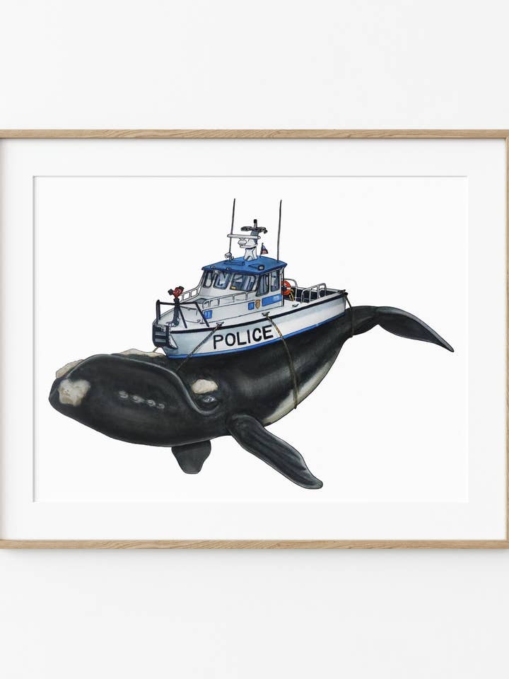 Impression Giclée de Police de Baleine Noire, Ornée à la Main pour la vente par Dorsal Fine Design