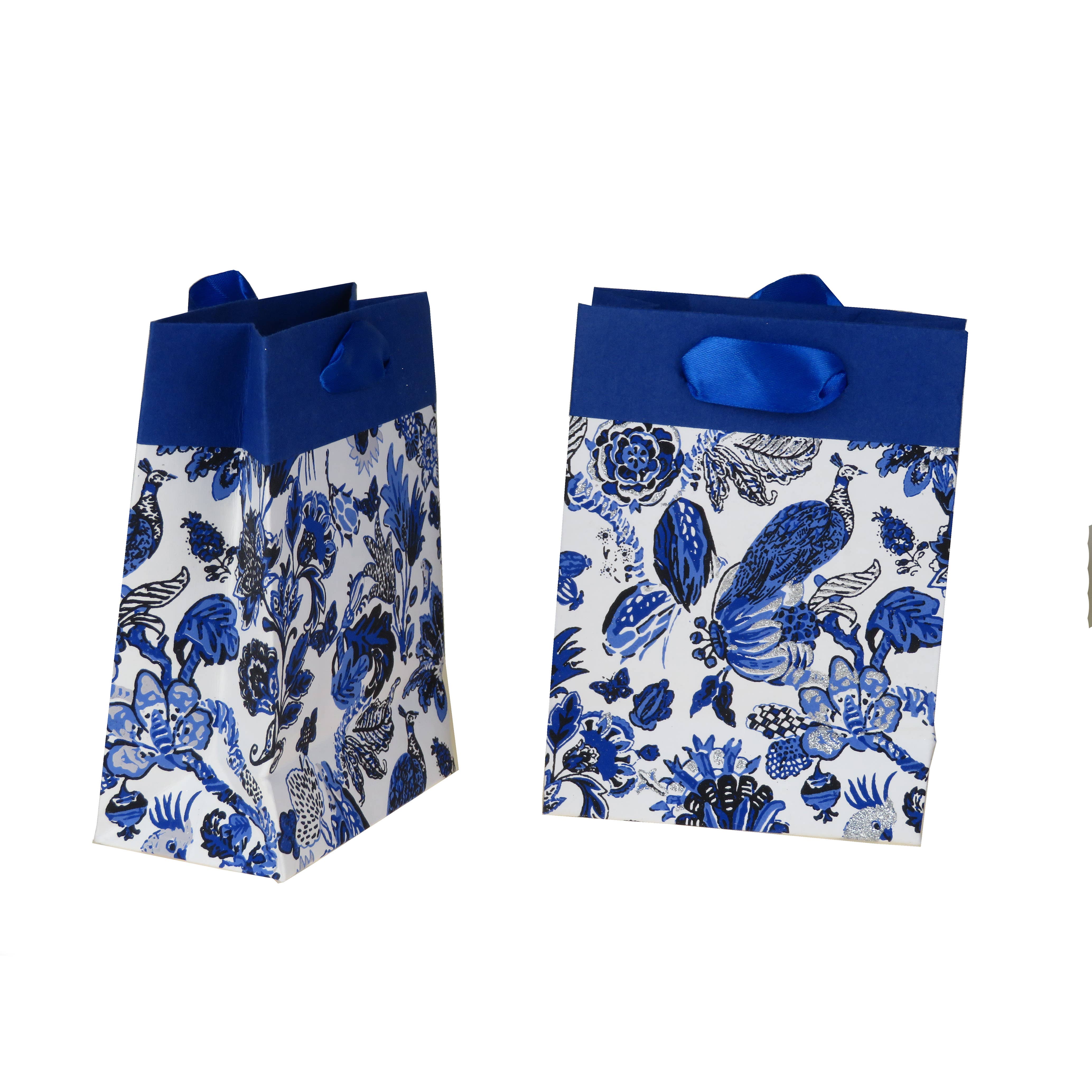Epigram - Wholesale Gift Bag - Blue & White Flowers and Birds Craft Paper Bag1