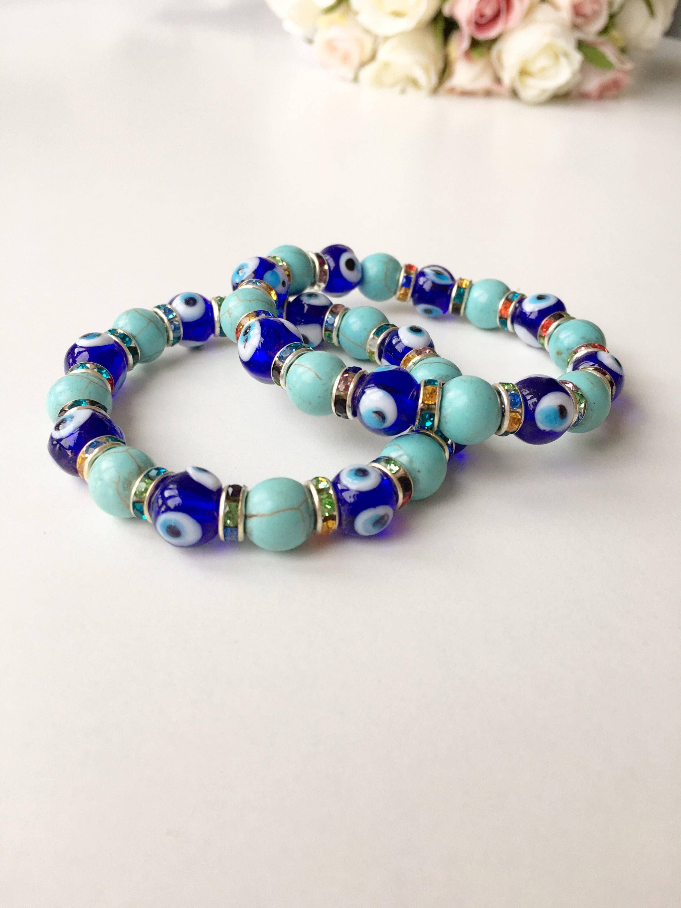 Evileyefavor – wholesale Beaded bracelet – Blue Evil Eye Bracelet, Stretch Glass Bead Bracelet3