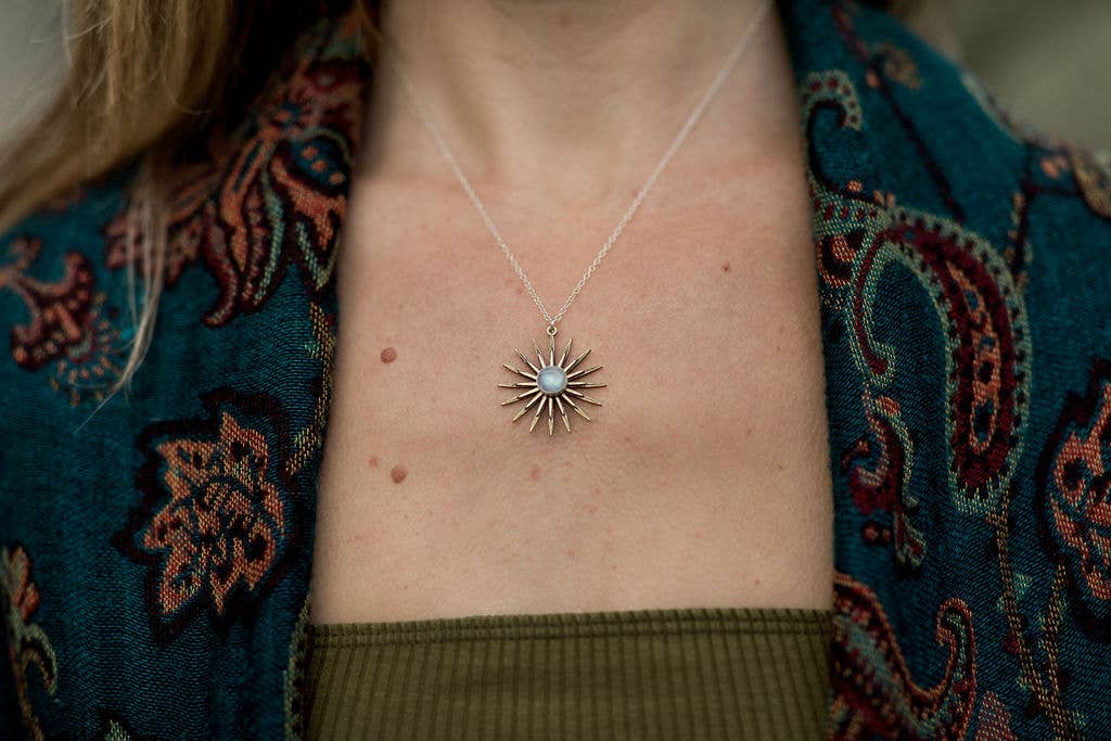 Modern Madini - Venta al por mayor Collares con colgantes/abalorios - Collar Rainbow Moonstone Sunburst1