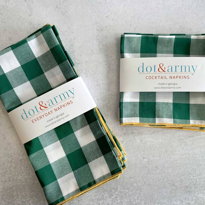 Dot and Army - Wholesale Dinner & cloth napkin - Gingham Check Cloth Napkins, set of four5