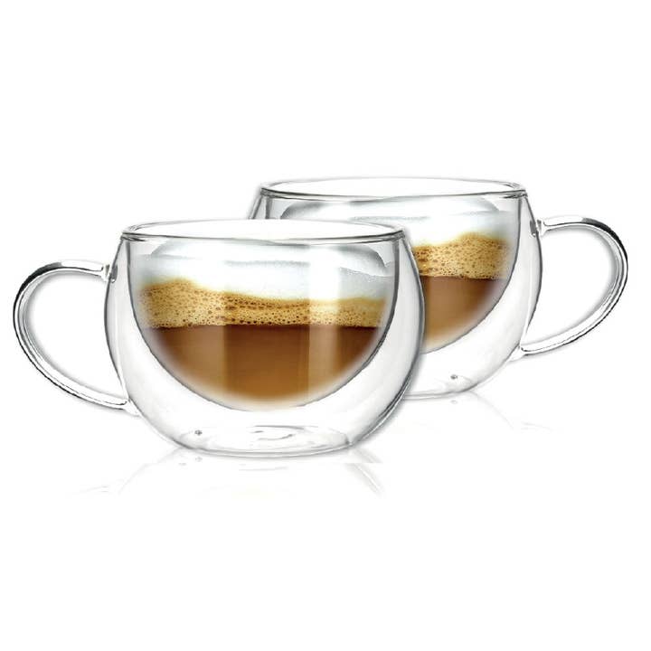 AULICA - Wholesale Coffee/Tea Cup - Round Double-Walled Tea Cups - Set of 2