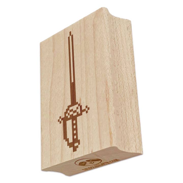 Sniggle Sloth - Wholesale Rubber/Decorative Stamp - Pixel Rapier Fencing Sword RPG Video Games Rectangle Rubber Stamp for Stamping Crafting2