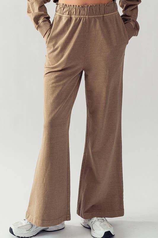 Urban Daizy - Wholesale Lounge Sweatpants/Joggers - Women's - Mineral Wash Wide Leg Elastic Waist Casual Sweatpants2