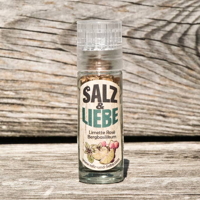 organic lime rosé mountain basil salt 25g for wholesale by Salz & Liebe