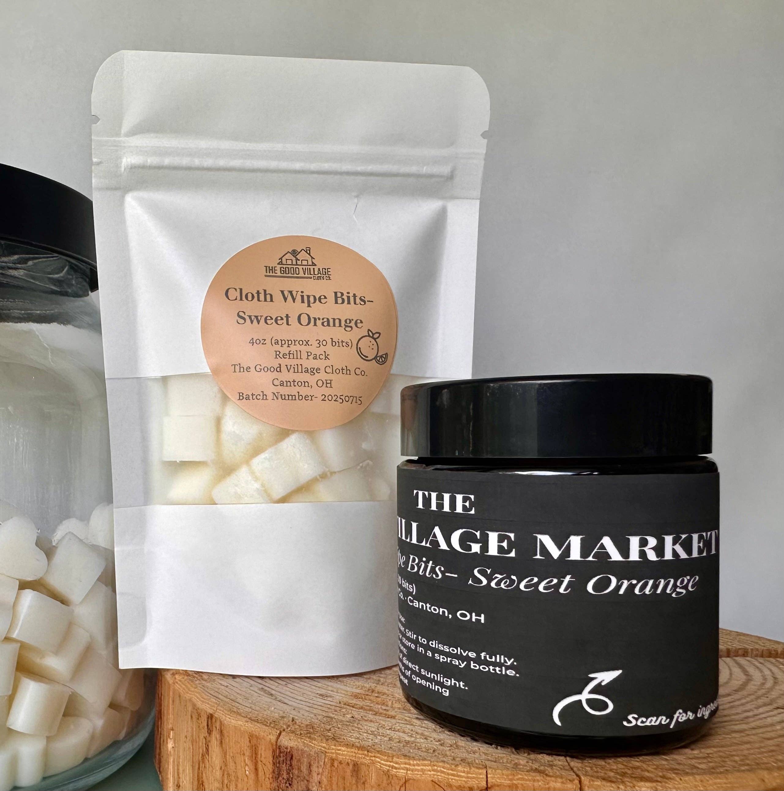 The Good Village Cloth Co + Market - Wholesale Face & Body Wipes - Cloth Wipe Bits - 4oz Refill Pouch4