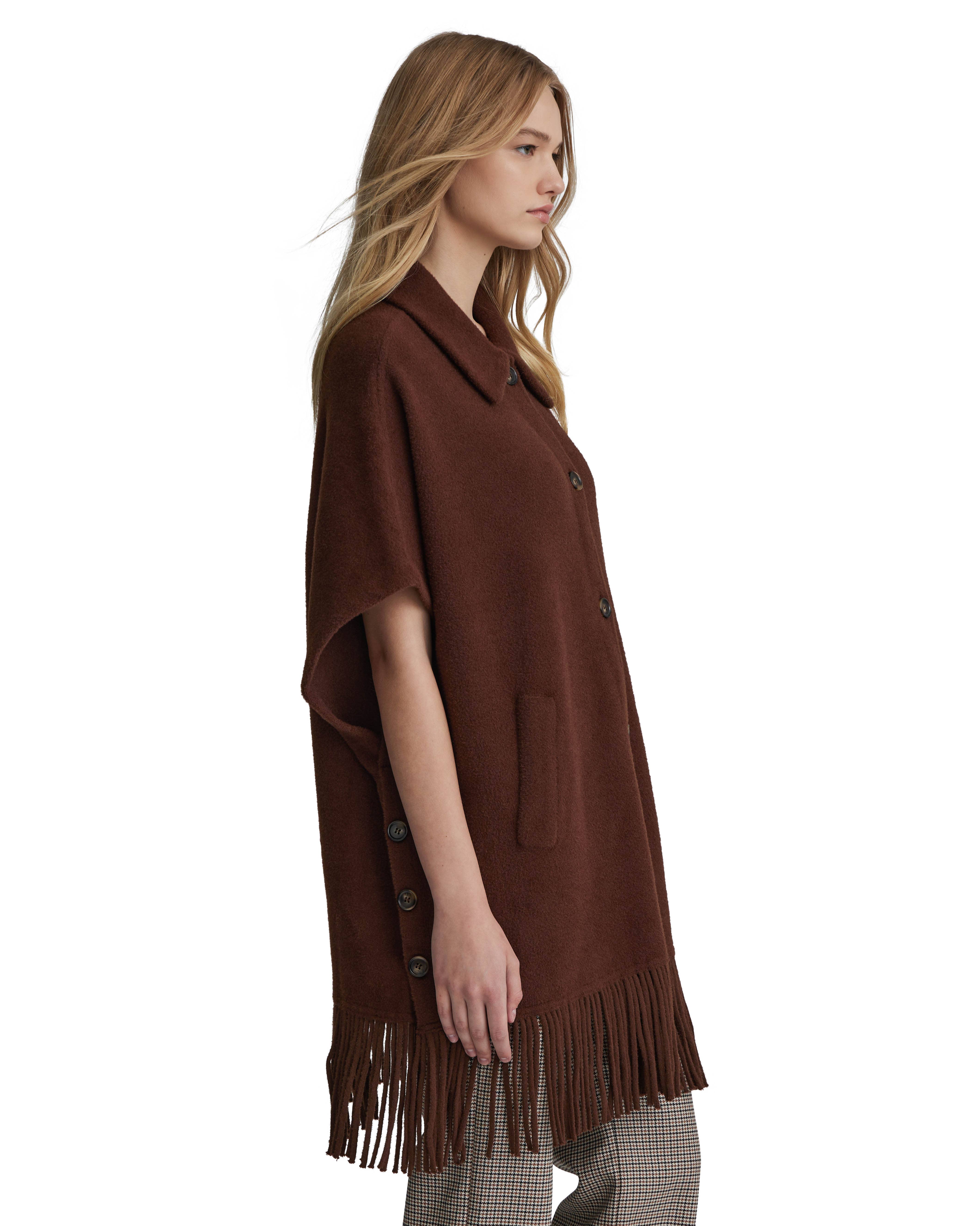 NVLT - Wholesale Coat - Women's - Y1231NVL - Fringe Hem Button Up Coatigan Cape3