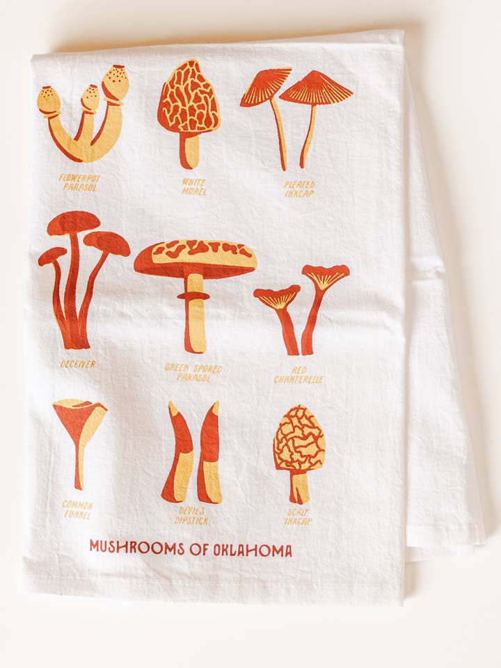 Mushrooms of Oklahoma Tea Towel for wholesale by Shop Good