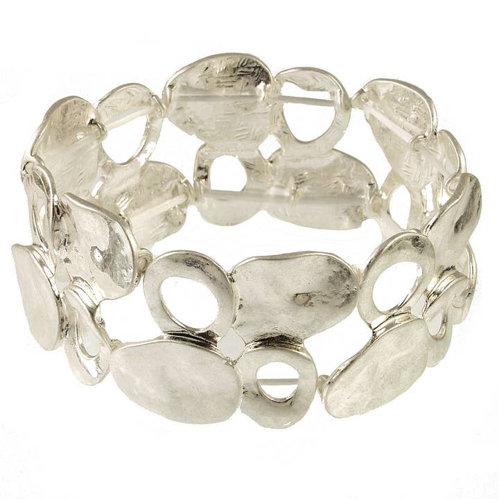 Stretch Bracelet - Antique Ovals, Gold or Silver, 7.25" for wholesale by Origin Jewelry