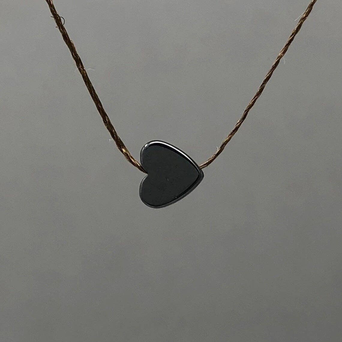 Jennifer Shon Jewelry - Wholesale Pendant/Charm Necklace - Hematite Heart Silk String Necklace or Bracelet INTENTION3